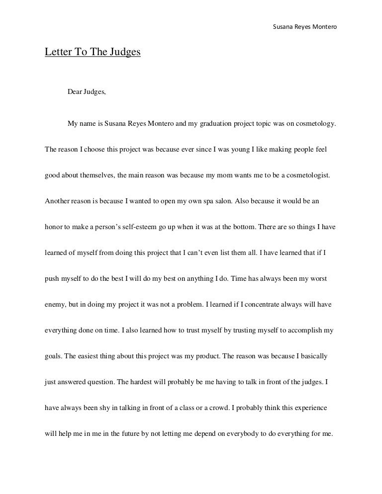 Letter to the judges