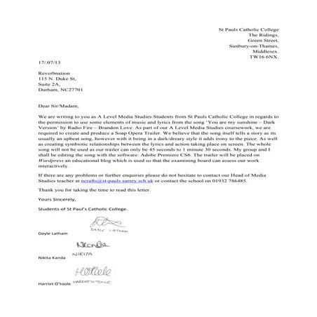 Letter to Record Label | DOCX