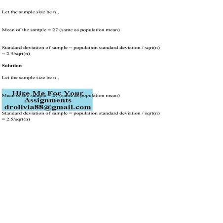 Let the sample size be n ,Mean of the sample = 27 (same as pop.pdf