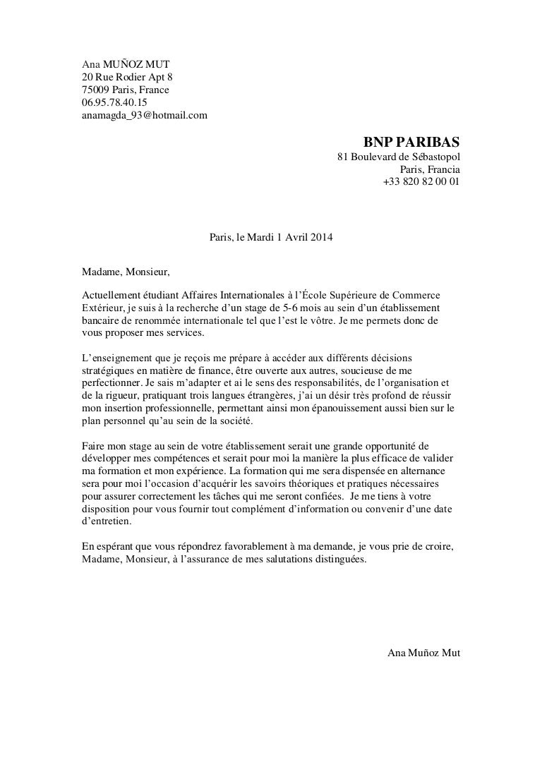 Lettre De Motivation Cours