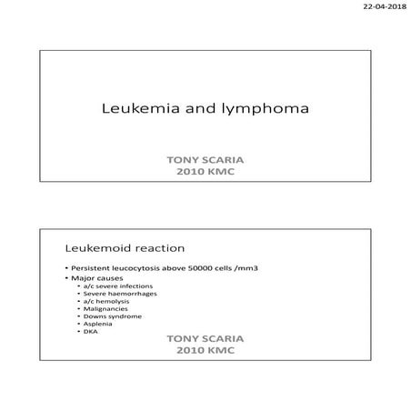 Leukemia and lymphoma PATHOLOGY REVISION NOTES | PDF