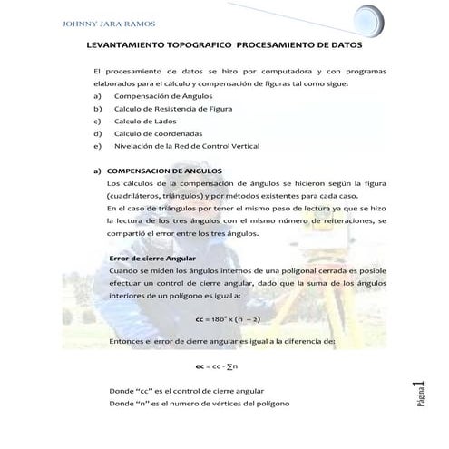 Levantamiento Topografico  Y  Procesamiento de Datos