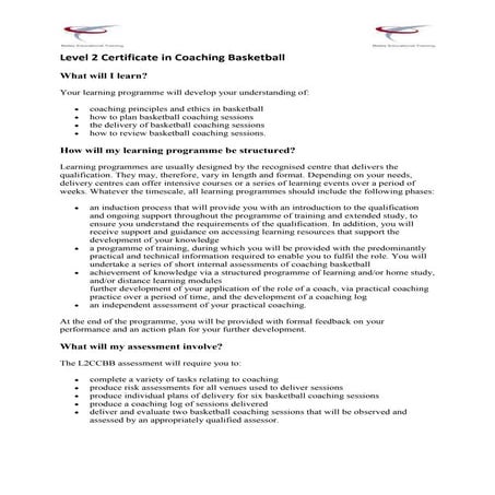Level 2 certificate in coaching basketball