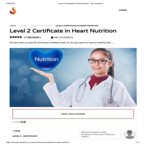 Level 2 Certificate in Heart Nutrition - John Academy | PDF