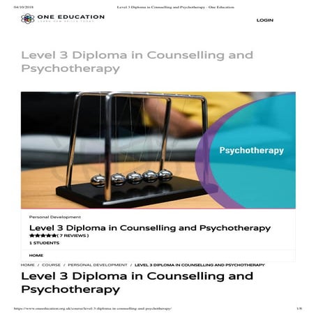 Level 3 Diploma in Counselling and Psychotherapy - One Education