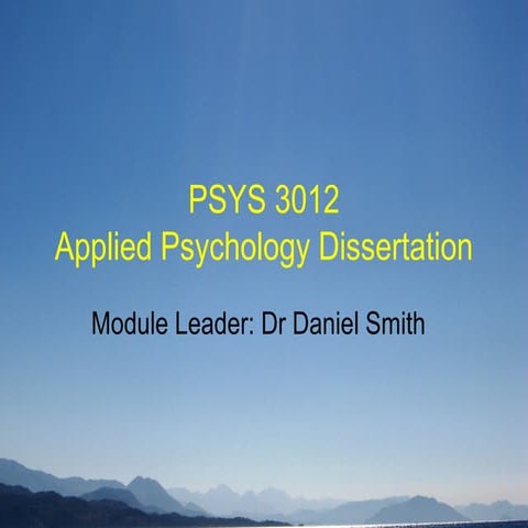 Level 3 dissertations talk 2012