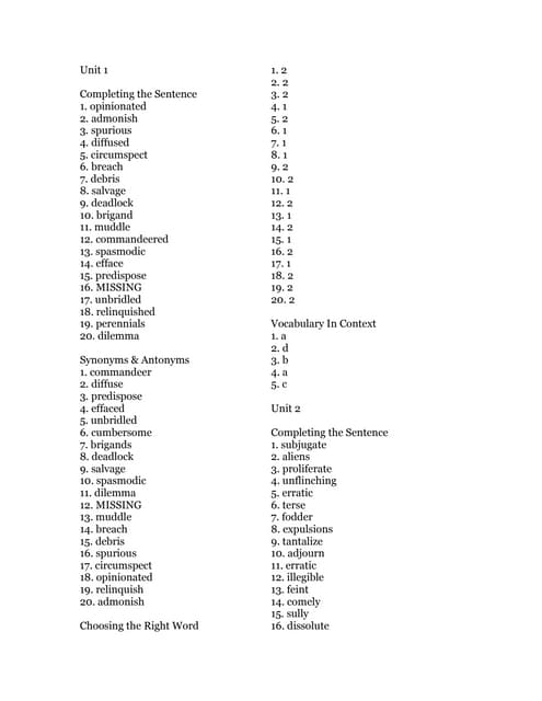 sadlier oxford vocabulary answers level d