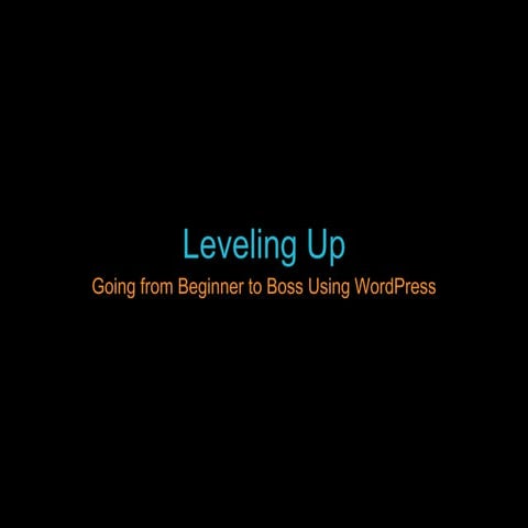 Leveling Up - Going From Beginner to Boss Using WordPress