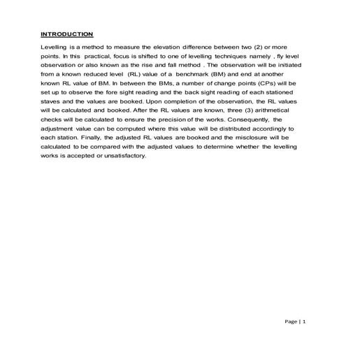 engineering survey 1 report levelling