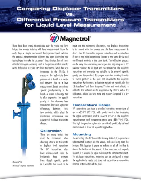 Comparing Level Measurement Methods: Displacment Transmitter vs Differential ...