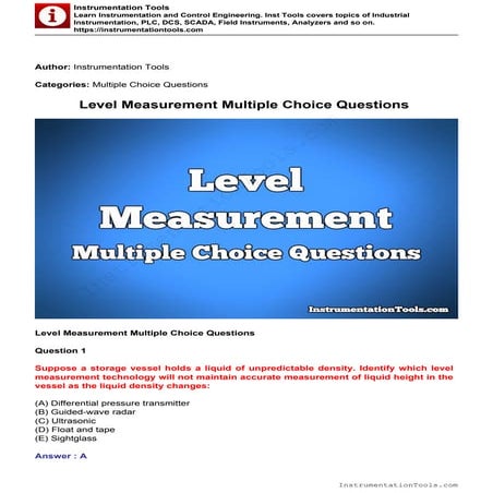 Level measurement MCQ