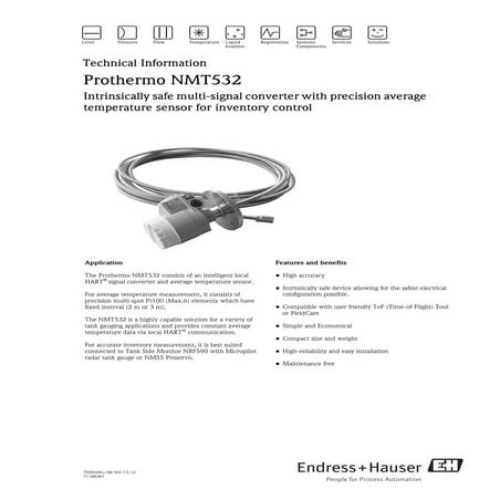 Level measurement with Prothermo NMT532 