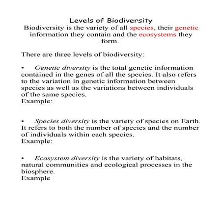 Levels of Biodiversity