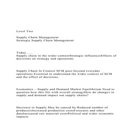 Supply chain assignment 5 essays | DOC