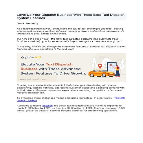 Level Up Your Dispatch Business With These Best Taxi Dispatch System Features...