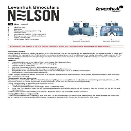 Instruction Manual | Levenhuk Nelson Binoculars | Optics Trade