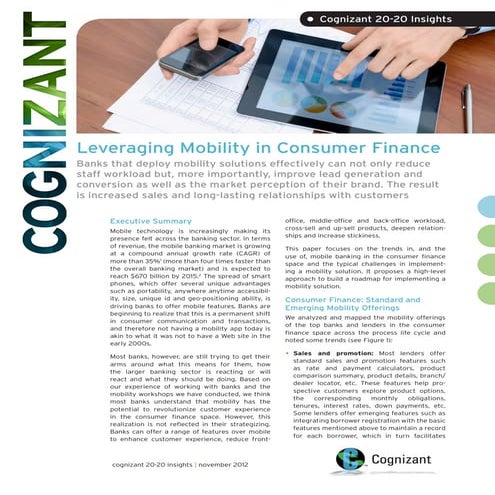 Leveraging Mobility in Consumer Finance