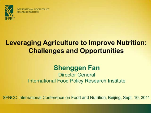Leveraging Agriculture to Improve Nutrition