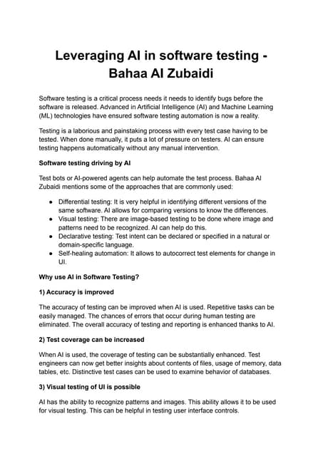 Leveraging AI in software testing - Bahaa Al Zubaidi.pdf