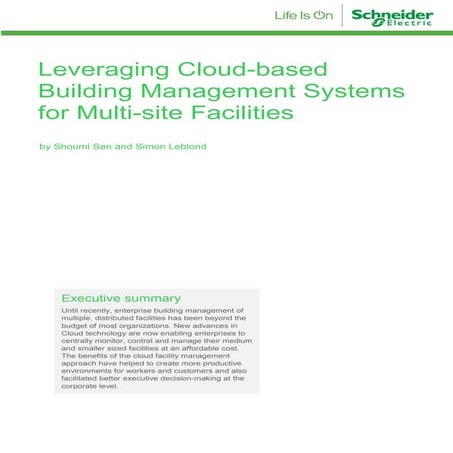 Leveraging cloud based building management systems for multi-site facilities