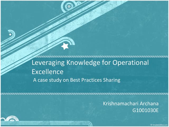Knowledge Sharing for Operational Excellence
