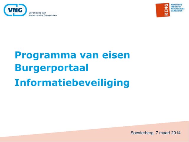 Leveranciersbijeenkomst programma van eisen
