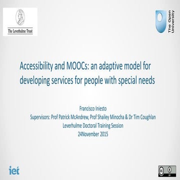 Accessibility and MOOCs: an adaptive model for developing services for people...
