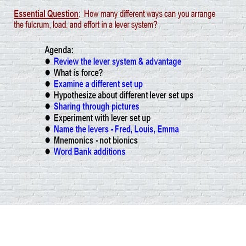 Levers Investigation 2 Ppt