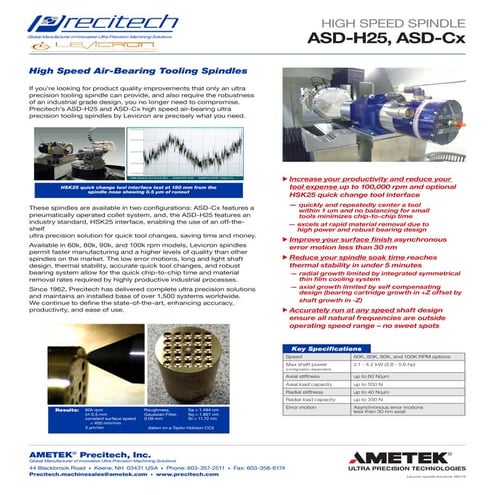 Precitech Levicron spindle brochure