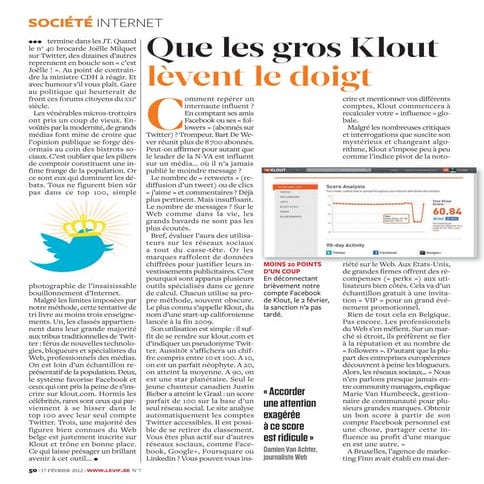 Le Vif Express 17.02.2012: Que les gros Klout lèvent le doigt