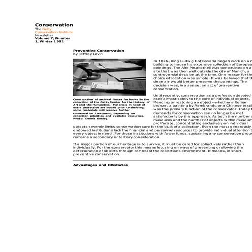 Levine jeffrey preventive conservation