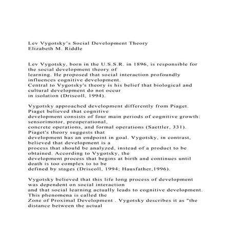 Lev Vygotsky’s Social Development Theory Elizabeth M. Riddle.docx