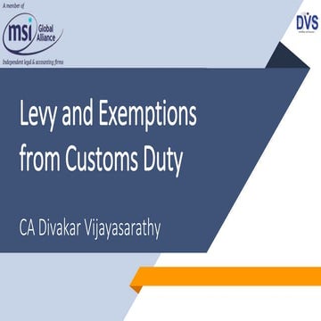 Levy and Exemptions from Customs Duty