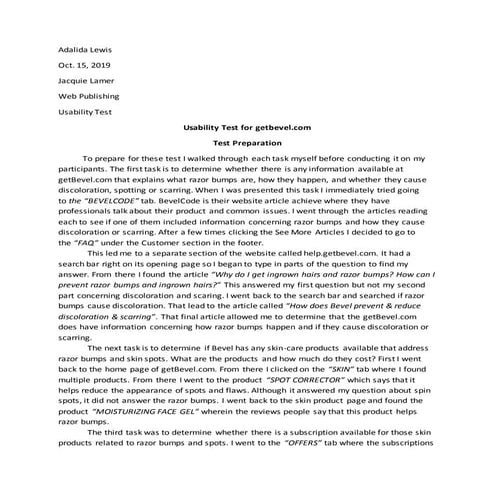 UX / User Experience Assignment | DOCX