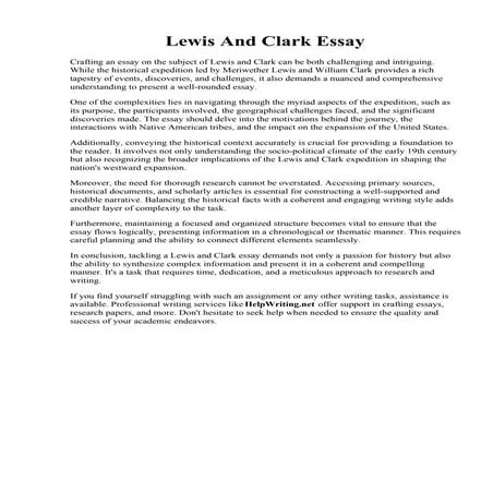 Lewis And Clark Essay. Lewis and Clark Project