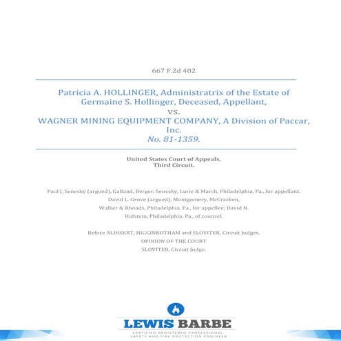 Lewis C Barbe Expert - Wagner Mining Equipment Case