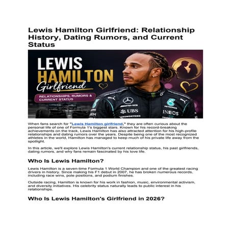 Lewis Hamilton Girlfriend: Latest Relationship Updates & Dating Rumors ...