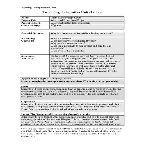Lewis l. tech unit outline