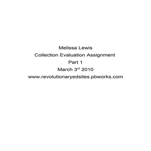 Lewis M Collection Evalaution