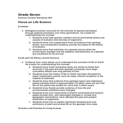 Lewis tech unit grade seven science content standards met