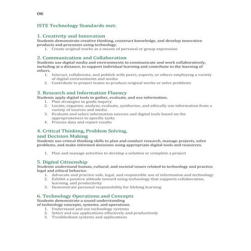 Lewis tech unit iste technology standards met