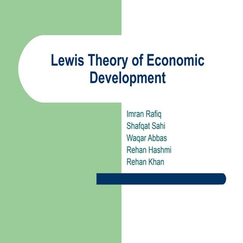 Lewis Theory Of Economic Development