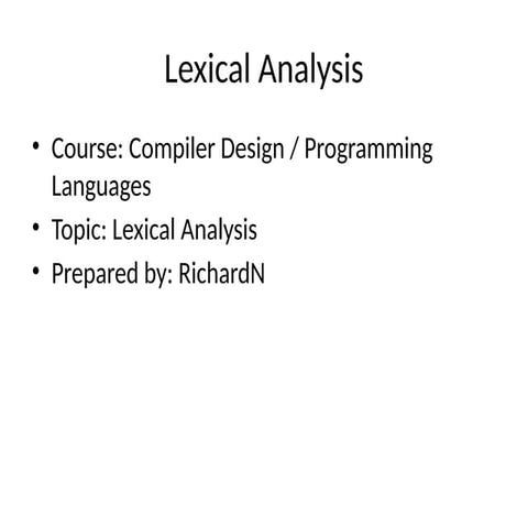 Analyze Lexical Analysis - Compiler Design | PDF