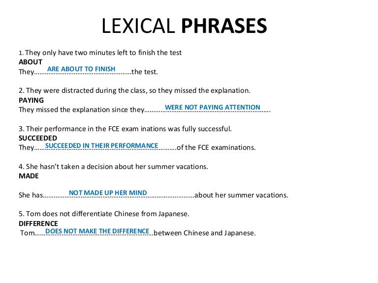 LEXICAL PHRASES VI