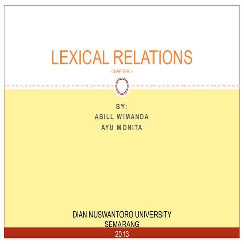 Lexical Relations in Semantic