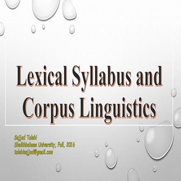 Lexical Syllabus and Corpus Linguistics