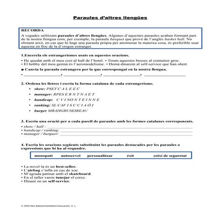 Fitxa de lèxic i expressió escrita