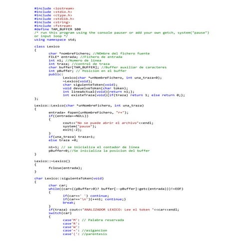 Analizador Léxico en C++