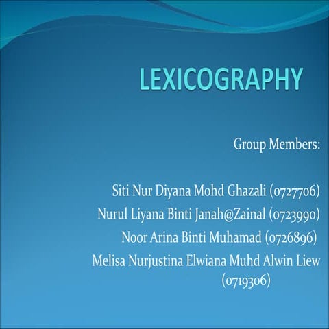 Lexicography