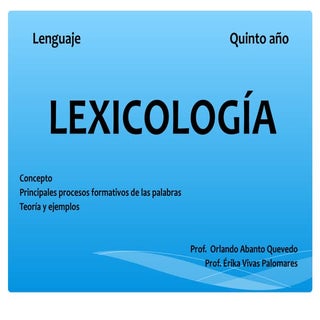 Lexicología, lenguaje, quinto año
